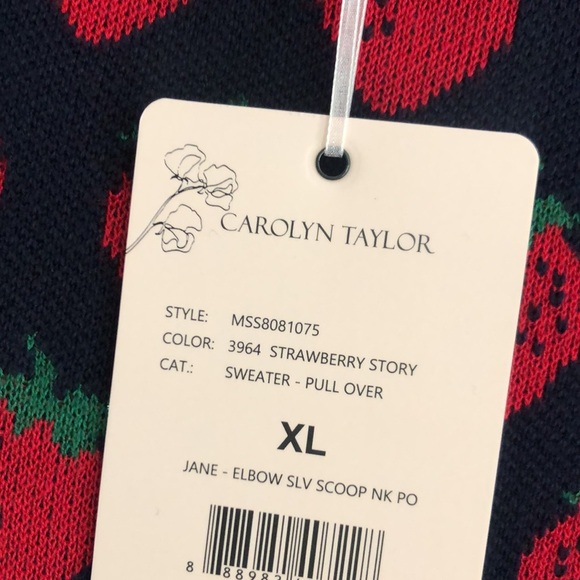 Carolyn Taylor Women’s Sweater with Red Strawberry Pattern - Picture 7 of 9